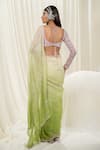 Shop_Ease_Green Saree Viscose Organza Embroidered Jaal Leaf Ombre With Blouse _at_Aza_Fashions