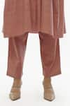 Buy_KHAT_Pink Handwoven Cotton Plain Notched Collar Front Pleated Dress And Pant Set _Online_at_Aza_Fashions