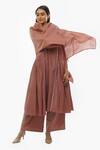 Buy_KHAT_Pink Poplin Cotton Plain V Neck Side Gathered Tunic Pant Set _at_Aza_Fashions