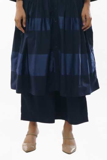 Shop_Khat_Blue Cotton Collared Sleeve Shirt Dress And Pant Set _Online_at_Aza_Fashions