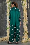 Gulaal_Green Modal Satin Printed Hand Tie-dyed Bandhani Collar Pattern Shirt And Pant Set _Online_at_Aza_Fashions