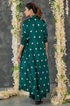 Shop_Gulaal_Green Modal Satin Printed Hand Tie-dyed Pattern Shrug And Pant Set _at_Aza_Fashions