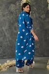 Gulaal_Blue Modal Satin Printed Hand Tie-dyed Bandhani Lapel Shrug And Straight Pant Set _Online_at_Aza_Fashions