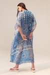 Shop_Reena Sharma_Blue Georgette Keyhole Neck Aisha Floral Print Kaftan _at_Aza_Fashions