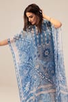 Reena Sharma_Blue Georgette Keyhole Neck Aisha Floral Print Kaftan _Online_at_Aza_Fashions