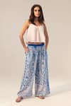 Buy Reena Sharma Blue Cotton, Crepe Aisha Botanic Print Pant at Aza Fashions Buy_Reena Sharma_Blue Cotton, Crepe Aisha Botanic Print Pant _at_Aza_Fashions