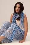 Reena Sharma Blue Cotton, Crepe Aisha Botanic Print Pant Online at Aza Fashions Reena Sharma_Blue Cotton, Crepe Aisha Botanic Print Pant _Online_at_Aza_Fashions