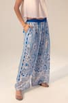 Buy Reena Sharma Blue Cotton, Crepe Aisha Botanic Print Pant Online at Aza Fashions Buy_Reena Sharma_Blue Cotton, Crepe Aisha Botanic Print Pant _Online_at_Aza_Fashions