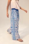 Shop Reena Sharma Blue Cotton, Crepe Aisha Botanic Print Pant Online at Aza Fashions Shop_Reena Sharma_Blue Cotton, Crepe Aisha Botanic Print Pant _Online_at_Aza_Fashions