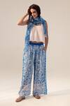 Reena Sharma Blue Cotton, Crepe Aisha Botanic Print Pant at Aza Fashions Reena Sharma_Blue Cotton, Crepe Aisha Botanic Print Pant _at_Aza_Fashions