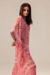 Shop Reena Sharma Pink Georgette V-neck Aisha Floral Blossom Print Kaftan Online at Aza Fashions Shop_Reena Sharma_Pink Georgette V-neck Aisha Floral Blossom Print Kaftan _Online_at_Aza_Fashions