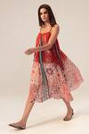 Shop_Reena Sharma_Red Chiffon Floral Paisley Printed Midi Dress _Online_at_Aza_Fashions