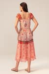 Shop_REENA SHARMA_Red Bemberg Chiffon Printed Paisley U-neck Samara Botanic Midi Dress _at_Aza_Fashions