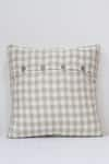 Shop_Linen Bloom_Beige 100% Pure Linen Checkered Pattern Cushion _at_Aza_Fashions