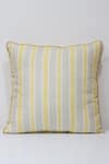 Buy_Linen Bloom_Yellow 100% Pure Linen Stripe Pattern Cushion _at_Aza_Fashions