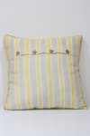 Shop_Linen Bloom_Yellow 100% Pure Linen Stripe Pattern Cushion _at_Aza_Fashions