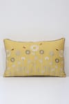 Buy_Linen Bloom_Yellow 100% Pure Linen Cord And Thread Embroidered Bloom Cushion _at_Aza_Fashions