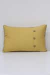 Shop_Linen Bloom_Yellow 100% Pure Linen Cord And Thread Embroidered Bloom Cushion _at_Aza_Fashions