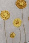 Linen Bloom_Beige 100% Pure Linen Thread Tufted Embroidered Marigold Cushion _Online_at_Aza_Fashions