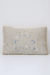 Buy_Linen Bloom_Beige 100% Pure Linen Thread Embroidered Wild Flower Cushion _at_Aza_Fashions