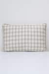 Buy_Linen Bloom_Beige 100% Pure Linen Checkered Pattern Cushion _at_Aza_Fashions