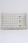 Shop_Linen Bloom_Beige 100% Pure Linen Checkered Pattern Cushion _at_Aza_Fashions