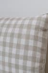 Linen Bloom_Beige 100% Pure Linen Checkered Pattern Cushion _Online_at_Aza_Fashions