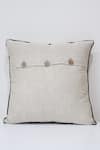 Shop_Linen Bloom_Beige 100% Pure Linen Thread Tufted Embroidered Geometric Cushion _at_Aza_Fashions