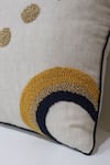 Linen Bloom_Beige 100% Pure Linen Thread Tufted Embroidered Geometric Cushion _Online_at_Aza_Fashions