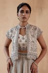 Buy_Aman Takyar_Grey Pure Organza Embroidery Sequin Jacket Thread Lehenga Set  _Online_at_Aza_Fashions