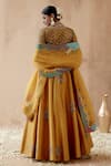 Shop_Aman Takyar_Yellow Dupion Silk Embroidery Floral Placement Bridal Lehenga Set _at_Aza_Fashions