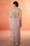 Shop_Summer By Priyanka Gupta_Pink Organza, Silk Pearls, Sequins, Cut Wild Rose Embroidered Saree And Blouse_at_Aza_Fashions