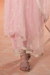 SUMMER BY PRIYANKA GUPTA_Pink Georgette Embroidered Cut Dana V Neck Mirella Kurta Pant Set_Online_at_Aza_Fashions