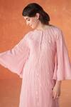 SUMMER BY PRIYANKA GUPTA_Pink Georgette Embroidered Cut Dana Round Neck Rays Kurta And Pant Set_at_Aza_Fashions