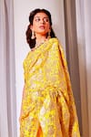 Lalita Dagliya_Yellow Silk Organza Sequin Embroidered Saree With Blouse_Online_at_Aza_Fashions