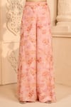 Buy_Aariyana Couture_Peach Printed Floral Patterns One Shoulder Kurta And Pant Set  