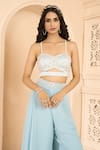 Buy_Aariyana Couture_Blue Bustier Satin Lycra Hand Embroidered Floral Patterns Long With Pant Set 