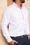 Tarini Vij_Pink Giza Cotton Self Textured Shirt _Online_at_Aza_Fashions