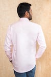 Shop_Tarini Vij_Pink Orient Satin Patch Leather Stripe Pastel Shirt _at_Aza_Fashions