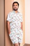 Buy_Tarini Vij_Blue Cotton Beach Vibe Print Shirt With Shorts_at_Aza_Fashions