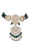 Auraa Trends_Green Beads Kundan Embellished Pendant Choker Set _at_Aza_Fashions