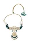 Buy_Auraa Trends_Green Beads Kundan Embellished Pendant Choker Set 