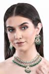 Auraa Trends_Red Stones, Beads, Zari Kundan Embellished Pendant Choker Set _Online_at_Aza_Fashions