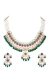 Buy_Auraa Trends_Red Stones, Beads, Zari Kundan Embellished Pendant Choker Set _Online_at_Aza_Fashions