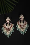Shop_Auraa Trends_Red Stones, Beads, Zari Peacock Carved Earrings _at_Aza_Fashions