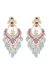 Auraa Trends_Red Stones, Beads, Zari Peacock Carved Earrings _Online_at_Aza_Fashions