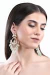 Buy_Auraa Trends_Red Stones, Beads, Zari Peacock Carved Earrings _Online_at_Aza_Fashions