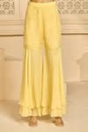 Buy_Aariyana Couture_Yellow Kurta Bamber Silk Embroidered Floral Patterns Plunged And Sharara Set 