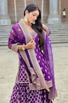 Gopi Vaid_Purple Top Tussar Lehenga Brocade Dupatta Organza Kurta And Gharara Set _Online_at_Aza_Fashions