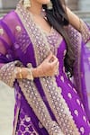 Shop_Gopi Vaid_Purple Top Tussar Lehenga Brocade Dupatta Organza Kurta And Gharara Set _at_Aza_Fashions